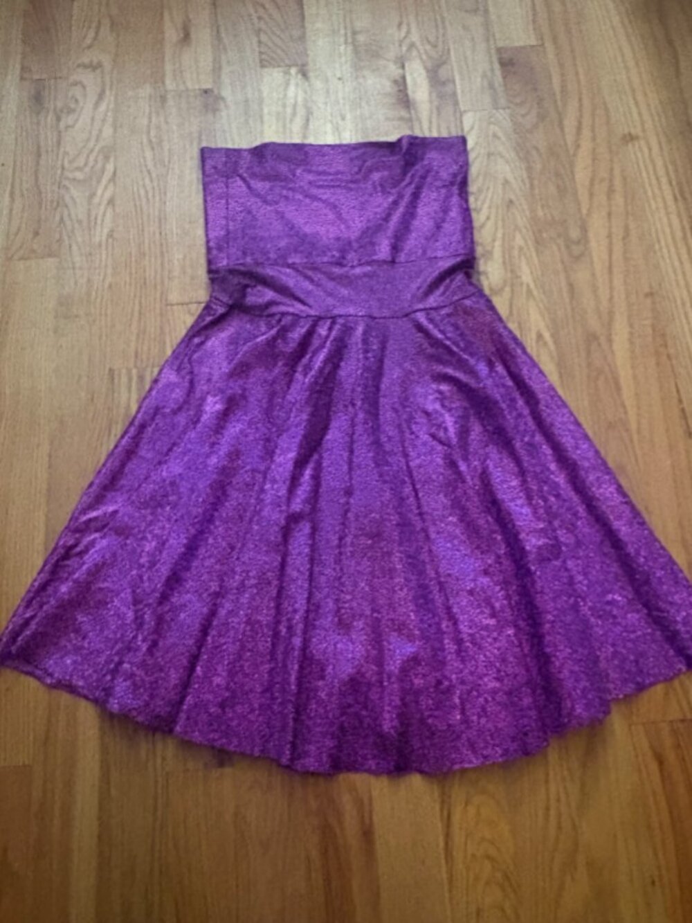 Nadia Tarr custom iridescent purple strapless dress